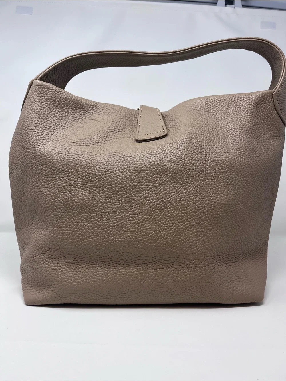 Dooney & Bourke Samba Logo Lock Sac Pebbled Leather Hobo Shoulder Bag - Taupe
